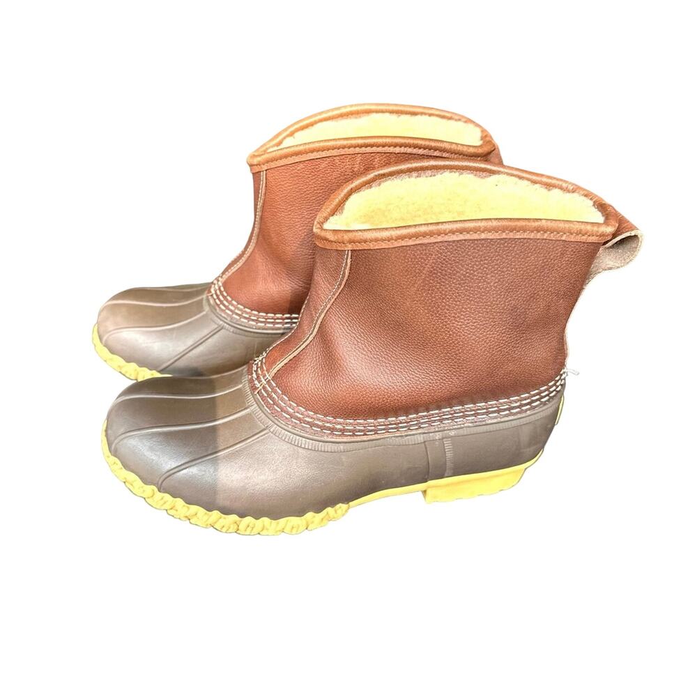 L.L. Bean 7” Shearling Lined Lounger Leather Duck Boots Women’s Size 9